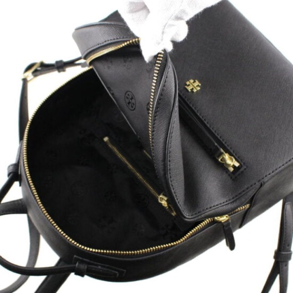 Tory Burch Emerson Black Leather Backpack - Picture 2 of 11